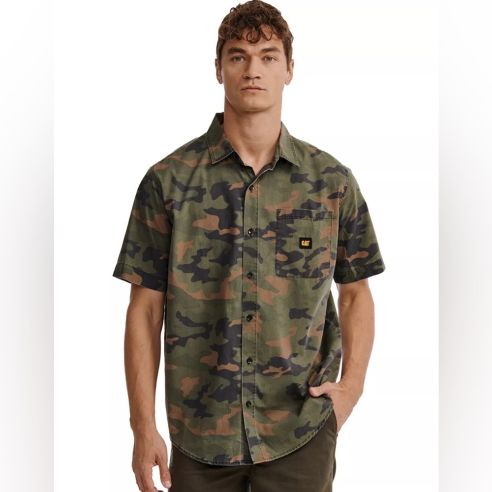 NEW Caterpillar Relaxed Poplin Utility Short Sleeve Shirt